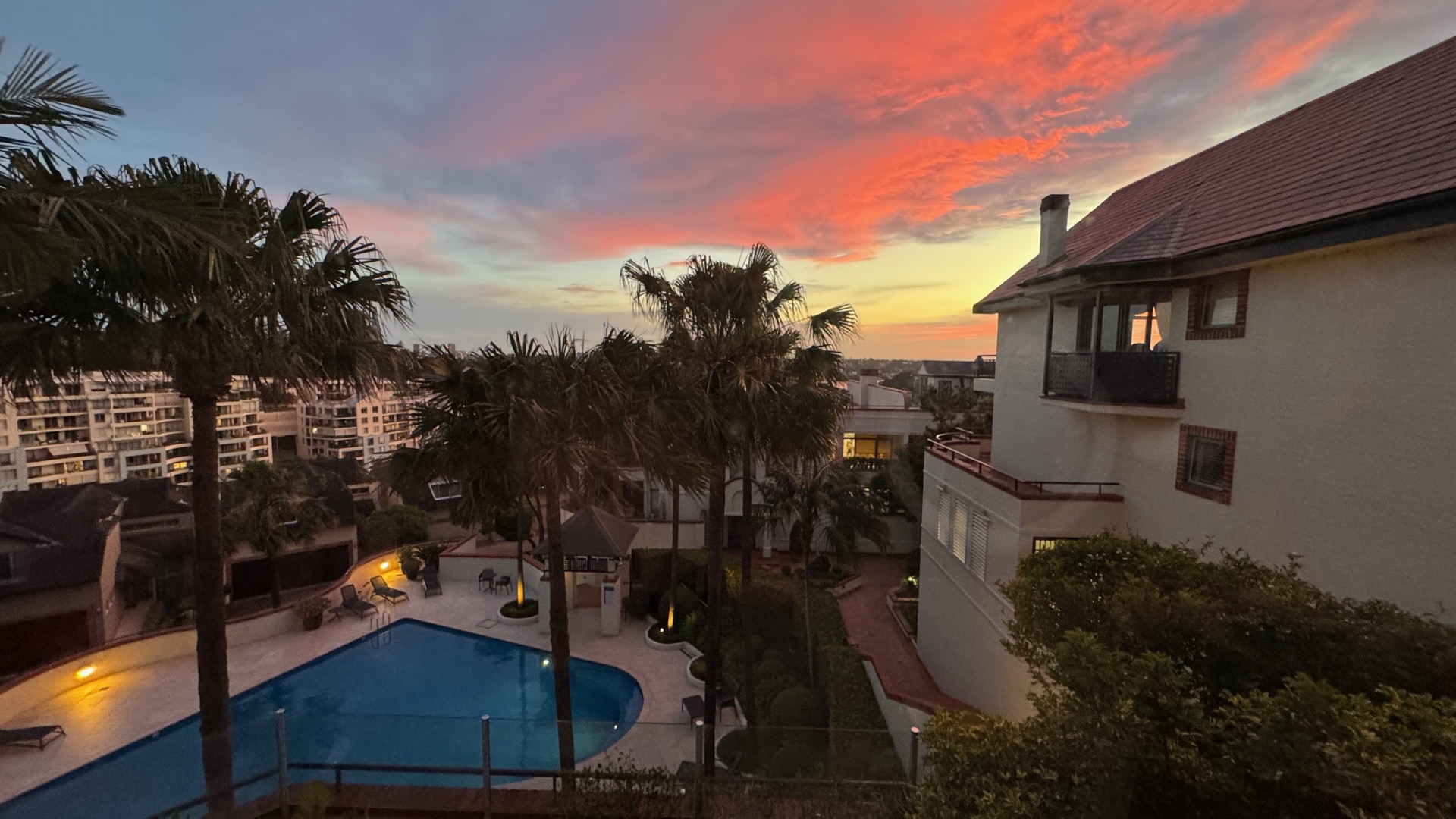 Villiers pool at sunset